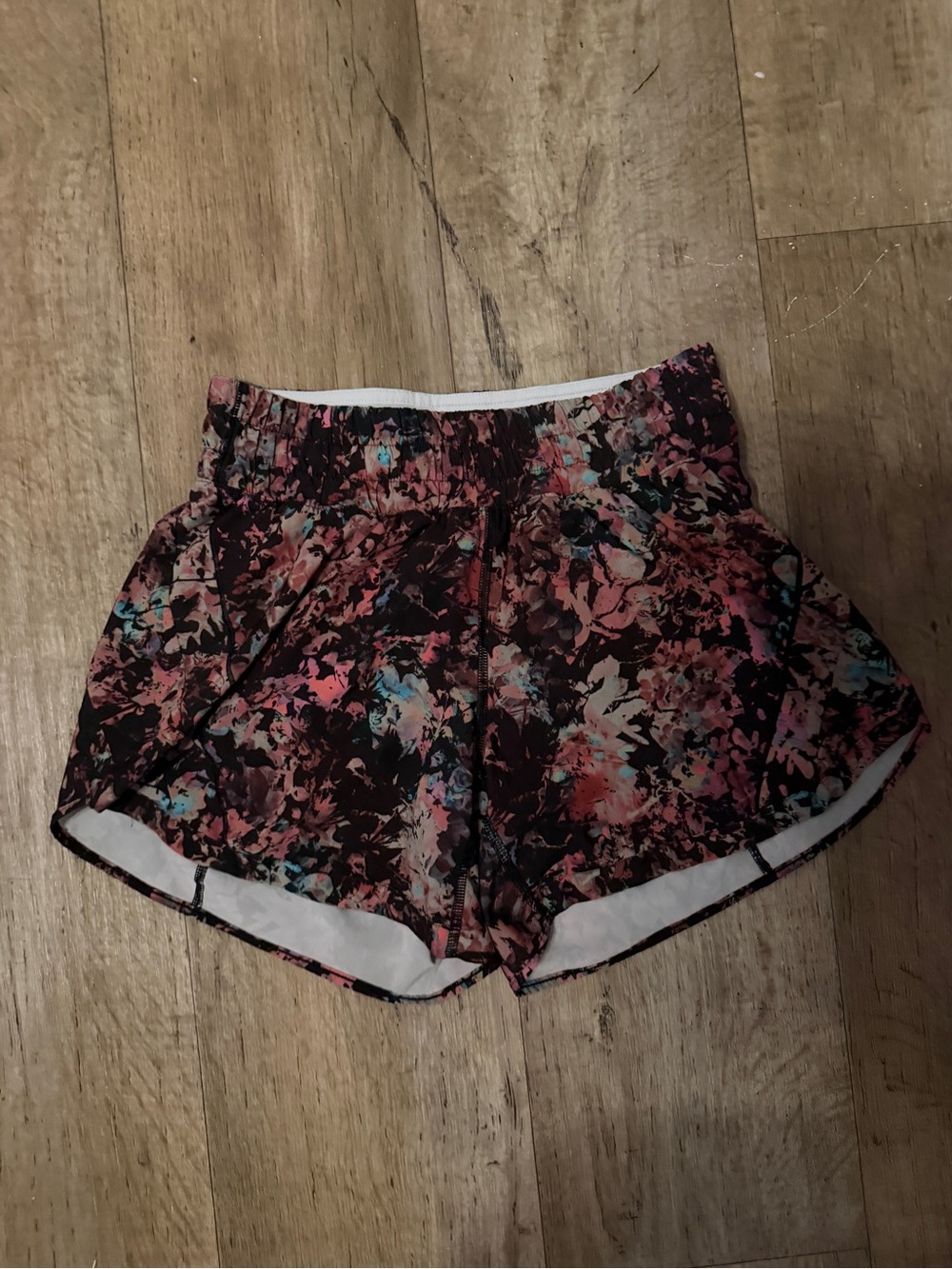 lululemon athletica Floral Print Running Shorts in Black, Pink, Teal
